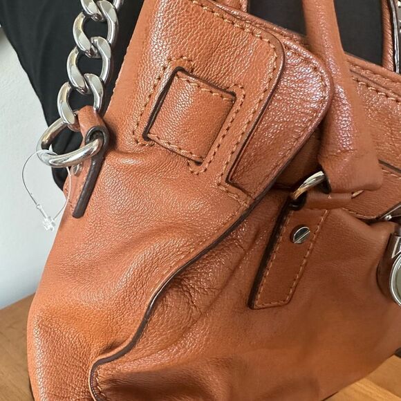 Michael Kors Tan Satchel with Silver Lock and Structured Design - Picture 6 of 12